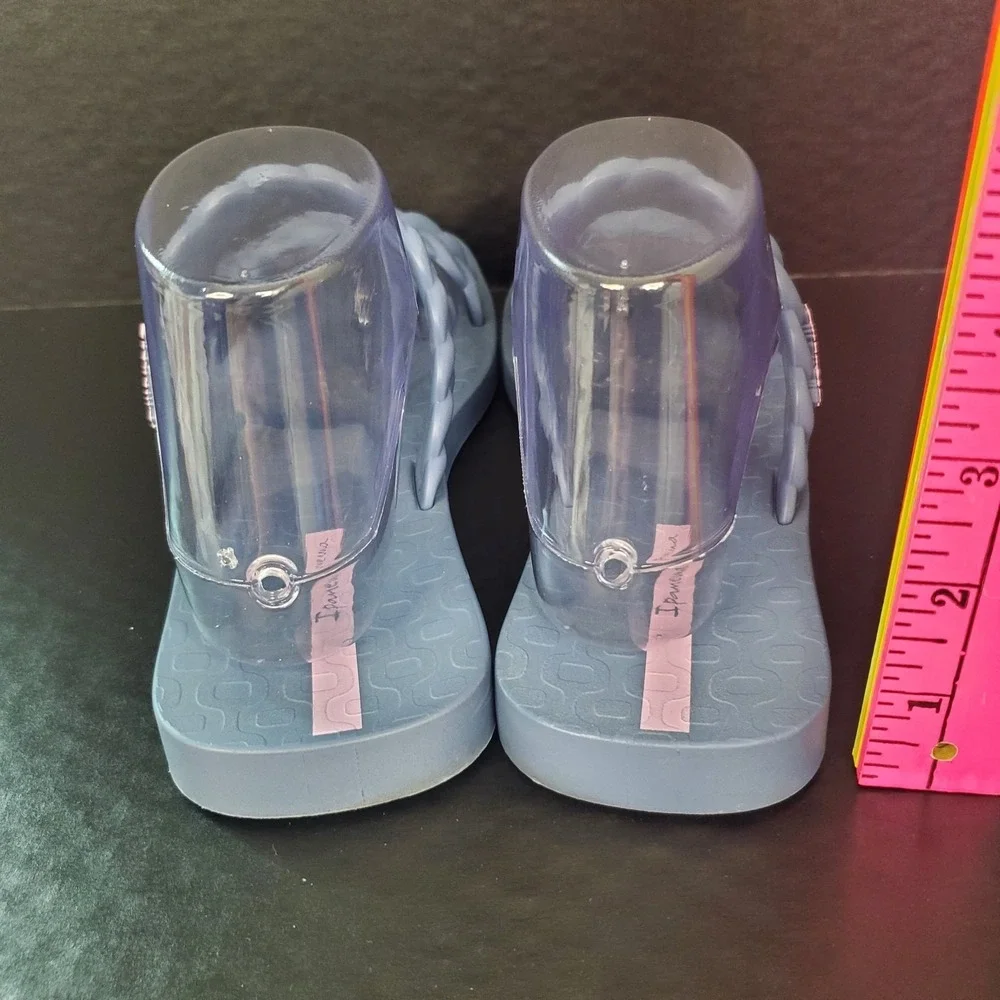 Ipanema Women's Fever Slides‎ Double Braided Straps Size 8 Blue Gray Soft Rubber